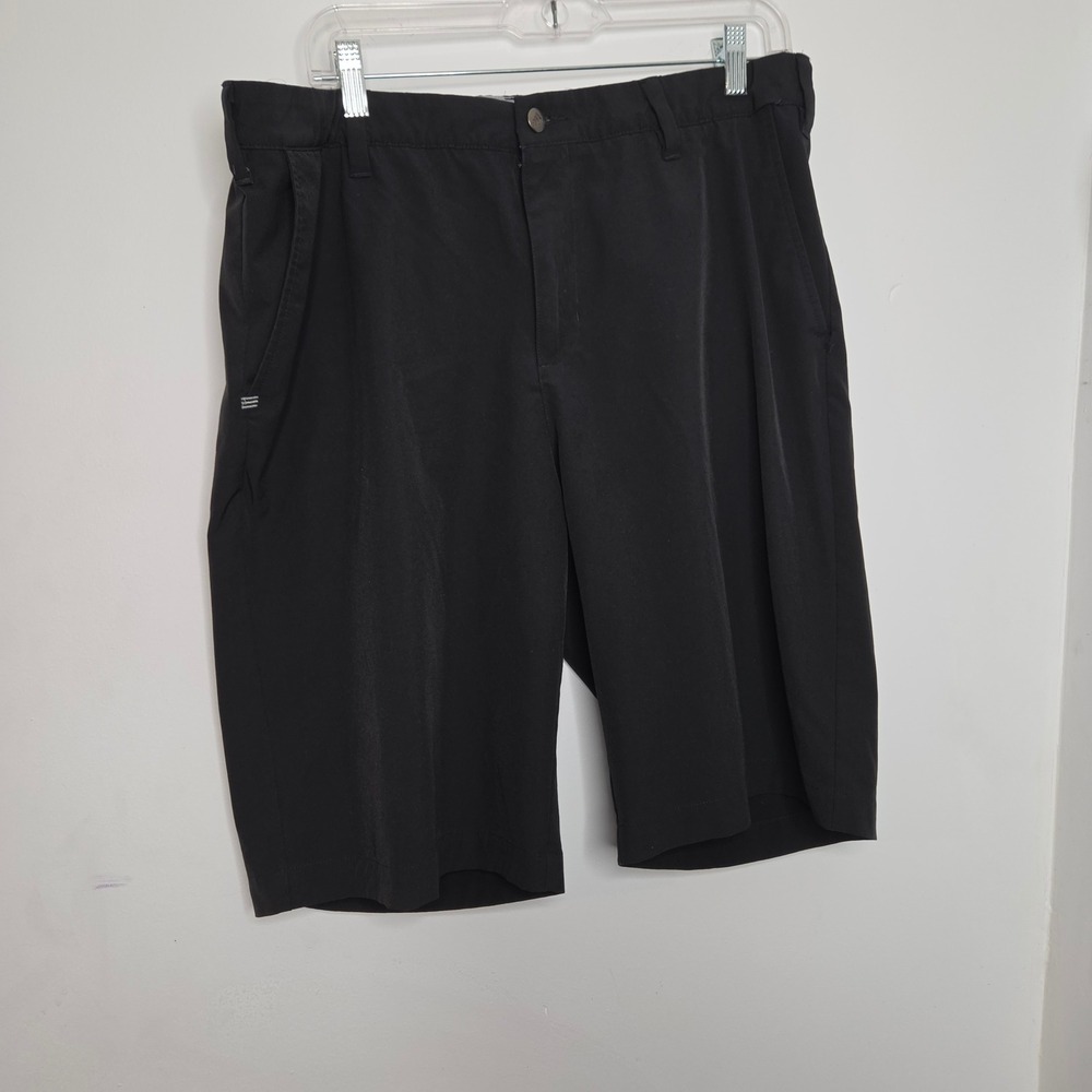 Adidas Mens Black Golf Shorts Size 35 Performance Stretch Flat Front Athletic